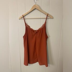 Cato Burnt Orange Lace Trimmed Tank Top Size Large